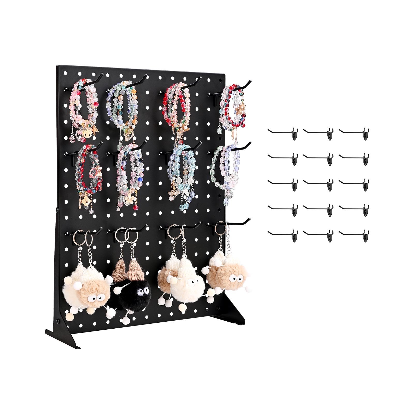 VEVOR Pegboard Display Stand with 15 Hooks Pegboard Panels Display Black (1 PCS)