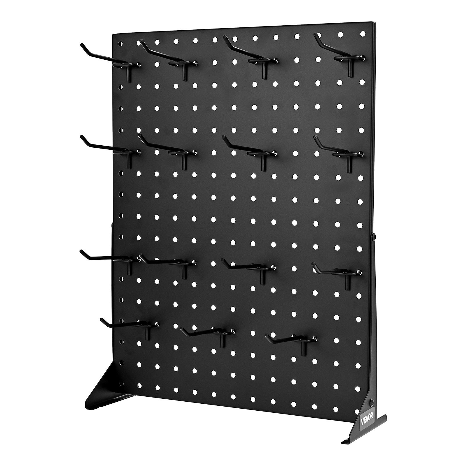 VEVOR Pegboard Display Stand with 15 Hooks Pegboard Panels Display Black (1 PCS)