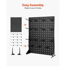 Pegboard Display Stand with 30 Hooks Pegboard Panels Display Black (2 PCS)