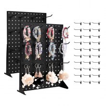 Pegboard Display Stand with 30 Hooks Pegboard Panels Display Black (2 PCS)