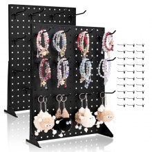 VEVOR Pegboard Display Stand with 30 Hooks Pegboard Panels Display Black (2 PCS)