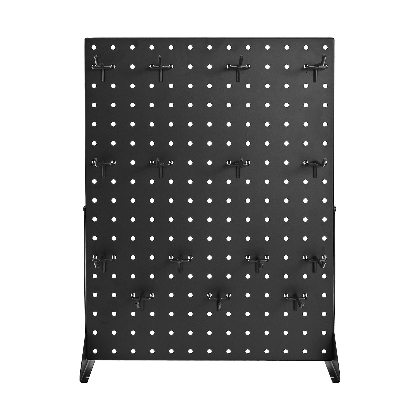 VEVOR Pegboard Display Stand, 17 x 13 Inch Tabletop Pegboard Display Stand with 30 Hooks, Thickened Cold-Rolled Steel Peg Board Panel for Grocery, Retail Store and Jewelry Shop, Black (2 PCS)