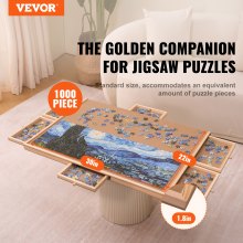 1000dílná puzzle deska VEVOR se 6 zásuvkami a krytem, ​​29" x 21,6" otočná dřevěná plošina pro puzzle, příslušenství pro přenosné puzzle pro dospělé, organizér puzzle a úložný systém puzzle, dárek pro maminku