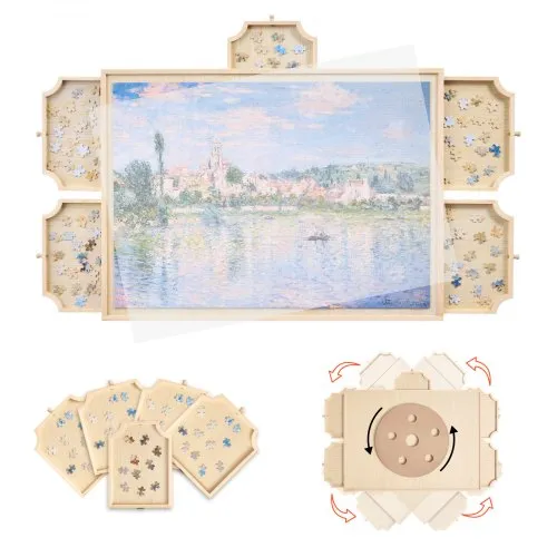 1000 Piece Puzzle Board with Drawer Cover Portable Wooden Jigsaw 29x21 in
