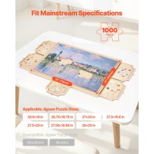 1000 Piece Puzzle Board with Drawer Cover Portable Wooden Jigsaw 29x21 in