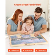 1000 Piece Puzzle Board with Drawer Cover Portable Wooden Jigsaw 29x21 in