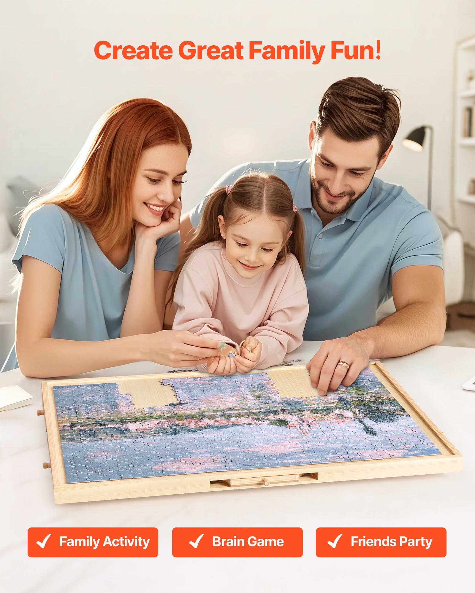 VEVOR 1000 Piece Rotating Puzzle Board with 5 Drawers and Cover, 29x21 in Portable Wooden Table, Jigsaw Puzzle Accessories for Adults, Puzzles Organizer Storage System, Birthday Gift for Mom