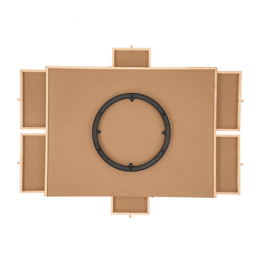top view of VEVOR puzzle board with multiple slide-out trays and central circular space.