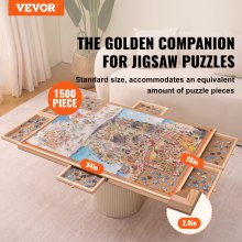 VEVOR 1500 Piece Puzzle Board with 6 Drawers and Cover, 32.7"x24.6" Rotating Wooden Jigsaw Puzzle Plateau, Portable Puzzle Accessories for Adult, Puzzle Organizer & Puzzle Storage System, Gift for Mom