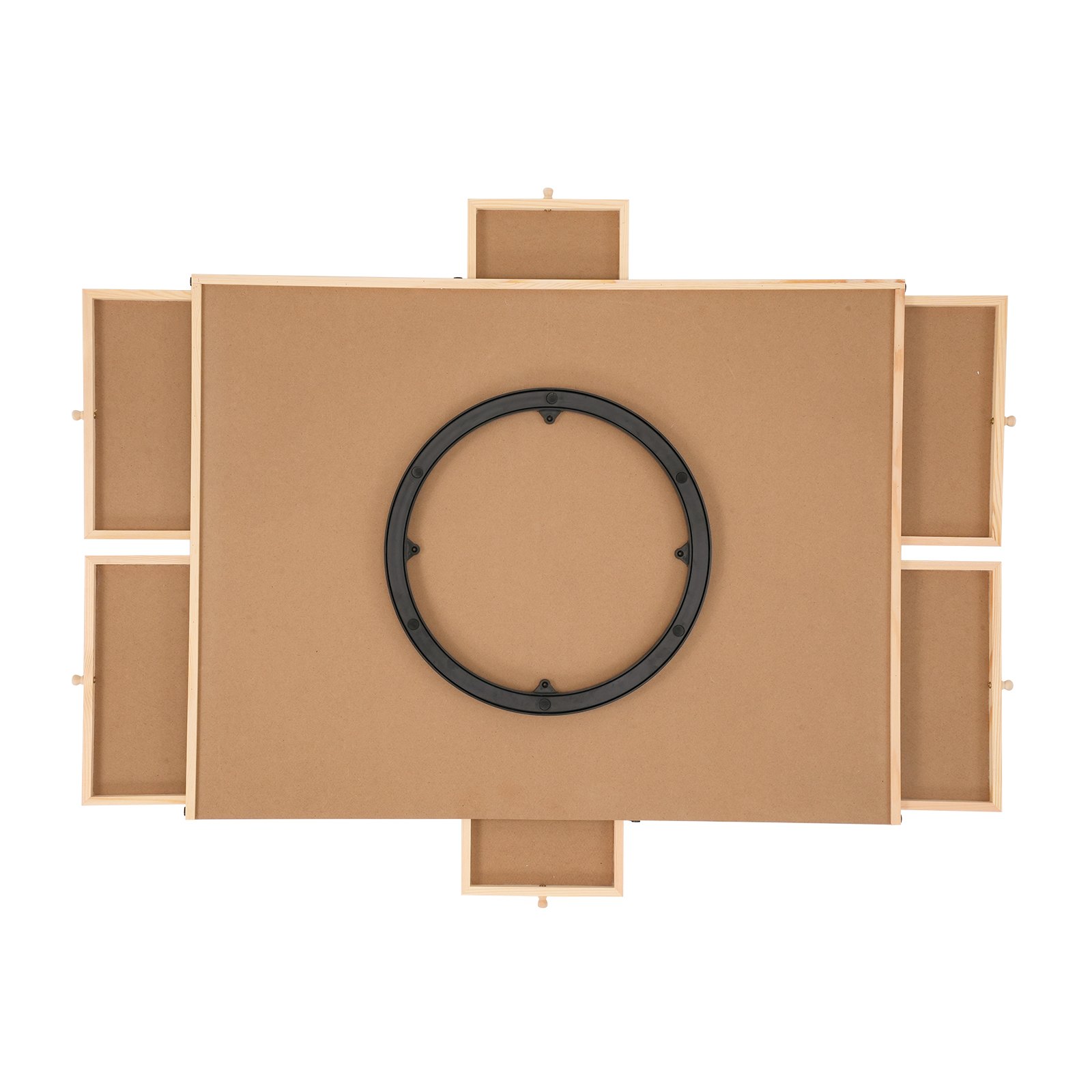 top view of VEVOR puzzle board with multiple slide-out trays and central circular space.