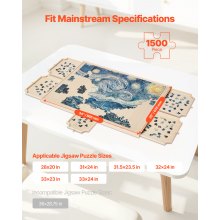 Tablero de rompecabezas de 1500 piezas con tapa de cajón, rompecabezas portátil de madera de 34 x 25 pulgadas