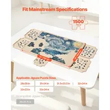 VEVOR 1500 Piece Puzzle Board with Drawer Cover Portable Wooden Jigsaw 86x63cm
