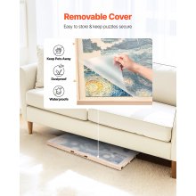 Tablero de rompecabezas de 1500 piezas con tapa de cajón, rompecabezas portátil de madera de 34 x 25 pulgadas