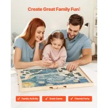 VEVOR 1500 Piece Puzzle Board with Drawer Cover Portable Wooden Jigsaw 86x63cm