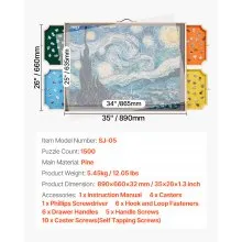 VEVOR 1500 Piece Puzzle Board with Drawer Cover Portable Wooden Jigsaw 86x63cm