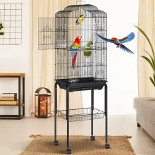 Jaula para pájaros de 60 pulgadas de VEVOR, jaulas grandes de metal para periquitos, cacatúas, loros, periquitos, agapornis y canarios, jaula grande para pájaros con soporte rodante y juguetes colgantes