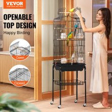 VEVOR Large Bird Cage 62 in Rolling Metal Parakeet Cage for Cockatiels Parrot