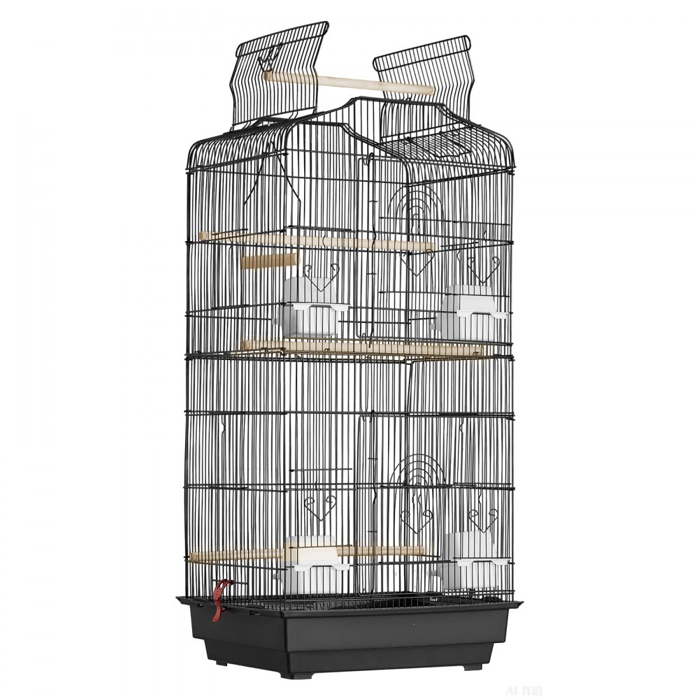 VEVOR 41-inch Open Top Large Parrot Bird Cage, Hanging Bird Cage for Parakeets Finches Canaries Lovebirds Cockatiels Budgies Small Quaker Conures Travel Pet Flight Birdcage with Swing and Perch