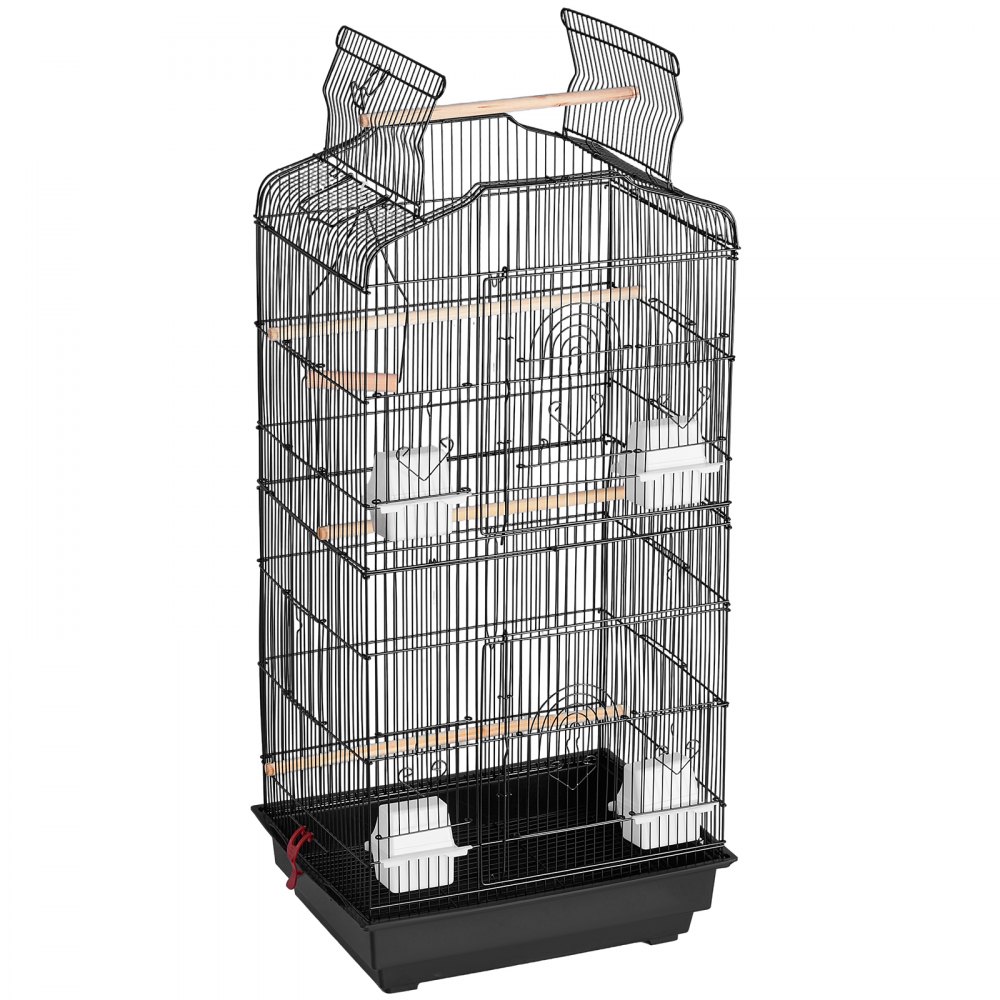 VEVOR 104cm Open Top Large Parrot Bird Cage, Hanging Bird Cage for Parakeets Finches Canaries Lovebirds Cockatiels Budgies Small Quaker Conures Travel Pet Flight Birdcage with Swing and Perch