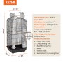 VEVOR 104cm Open Top Large Parrot Bird Cage, Hanging Bird Cage for Parakeets Finches Canaries Lovebirds Cockatiels Budgies Small Quaker Conures Travel Pet Flight Birdcage with Swing and Perch