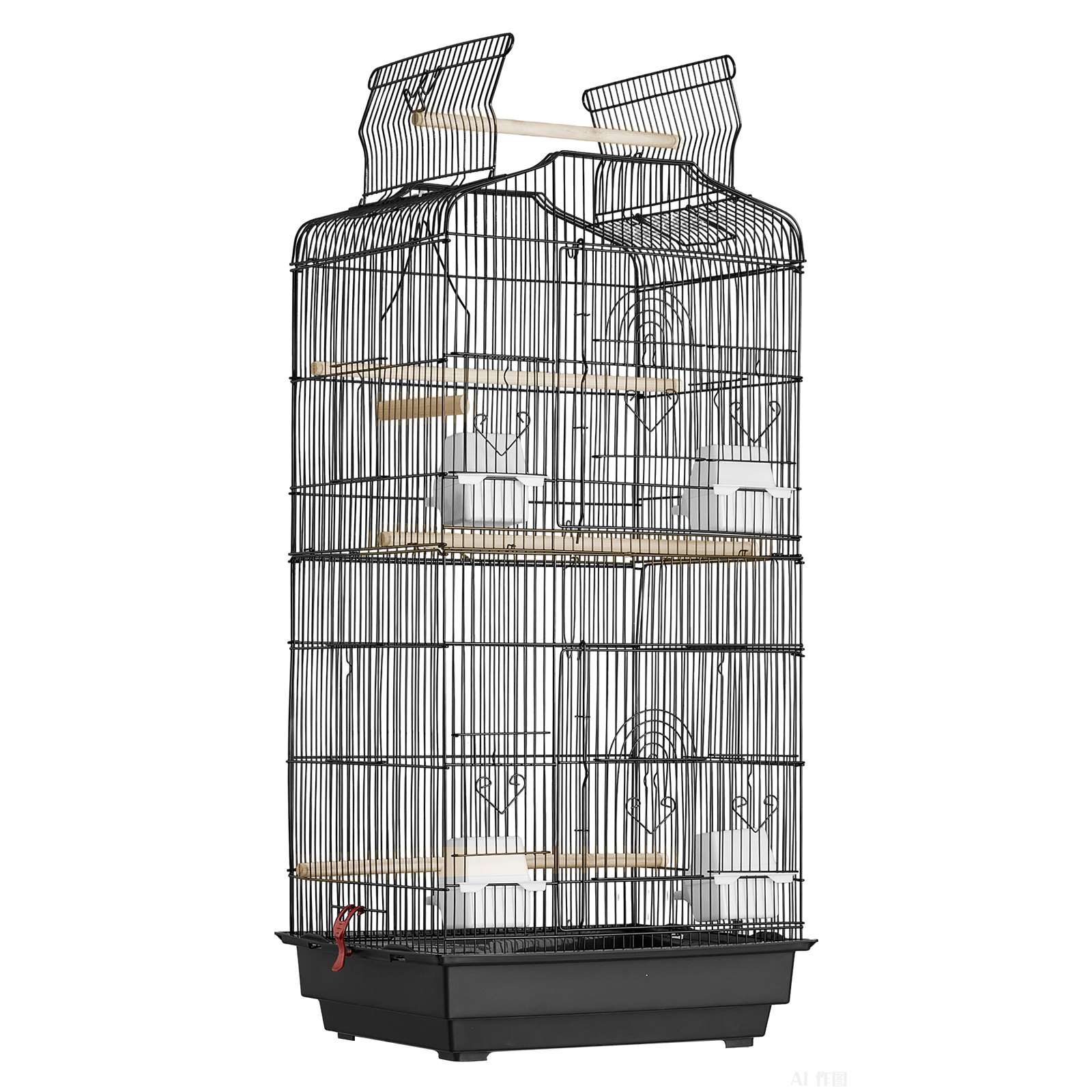 VEVOR 104cm Open Top Large Parrot Bird Cage, Hanging Bird Cage for Parakeets Finches Canaries Lovebirds Cockatiels Budgies Small Quaker Conures Travel Pet Flight Birdcage with Swing and Perch