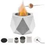 VEVOR Tabletop Fire Pit Bowl, Concrete Tabletop Fireplace Indoor Outdoor Decor, Portable Rubbing Alcohol Burner Smores Maker, Mini Fire Pit for Patio Balcony with Extinguisher Light Gray