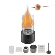 Tabletop Fire Pit 6 inch Metal Fireplace Indoor Outdoor with Glass