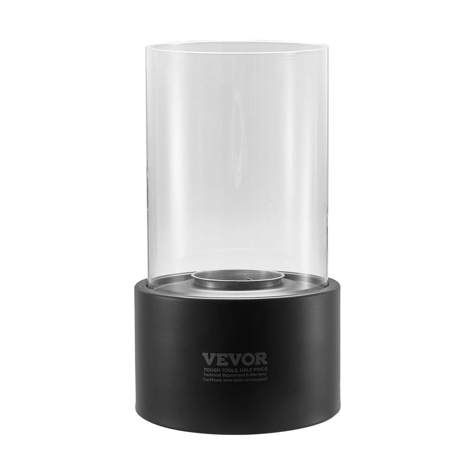 VEVOR Tabletop Fire Pit, 6 inch Metal Tabletop Fireplace Indoor Outdoor Decor, Portable Rubbing Alcohol Burner Smores Maker with Glass, for Patio Balcony with Extinguisher Cover,2.03lbs