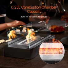 VEVOR Tabletop Fire Pit 14 inch Metal Fireplace Indoor Outdoor with Glass