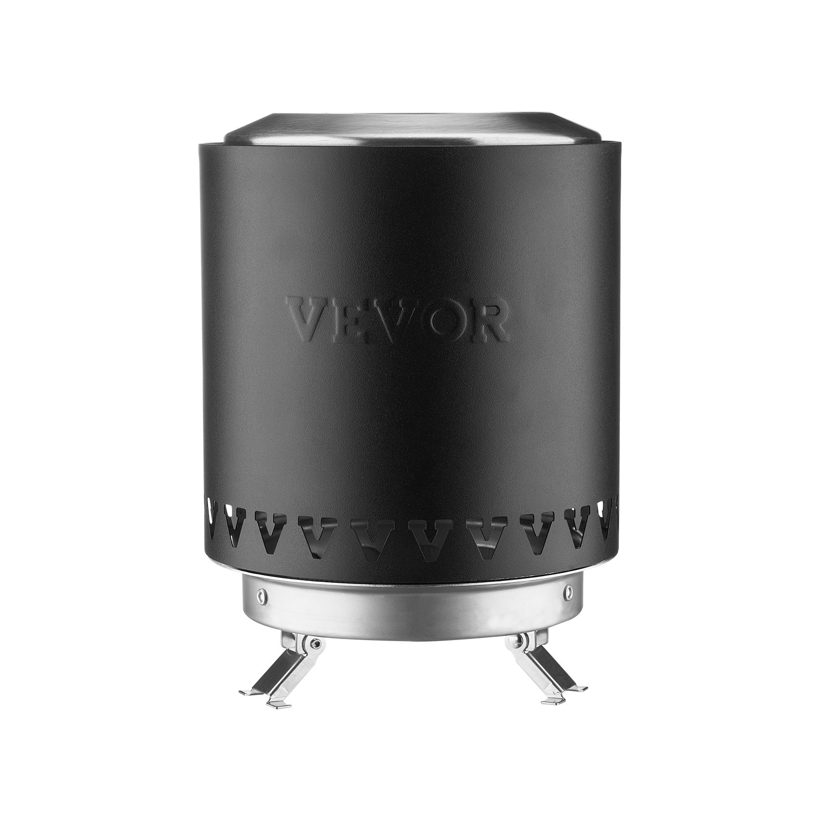 VEVOR Tabletop Fire Pit,6 inch Stainless Steel Tabletop Fireplace Indoor Outdoor,Portable Rubbing Burner Smores Maker with Stand,Wood Burning or Pellet Fueled for Camping,Patio,Cylinder Black 1.96 lbs