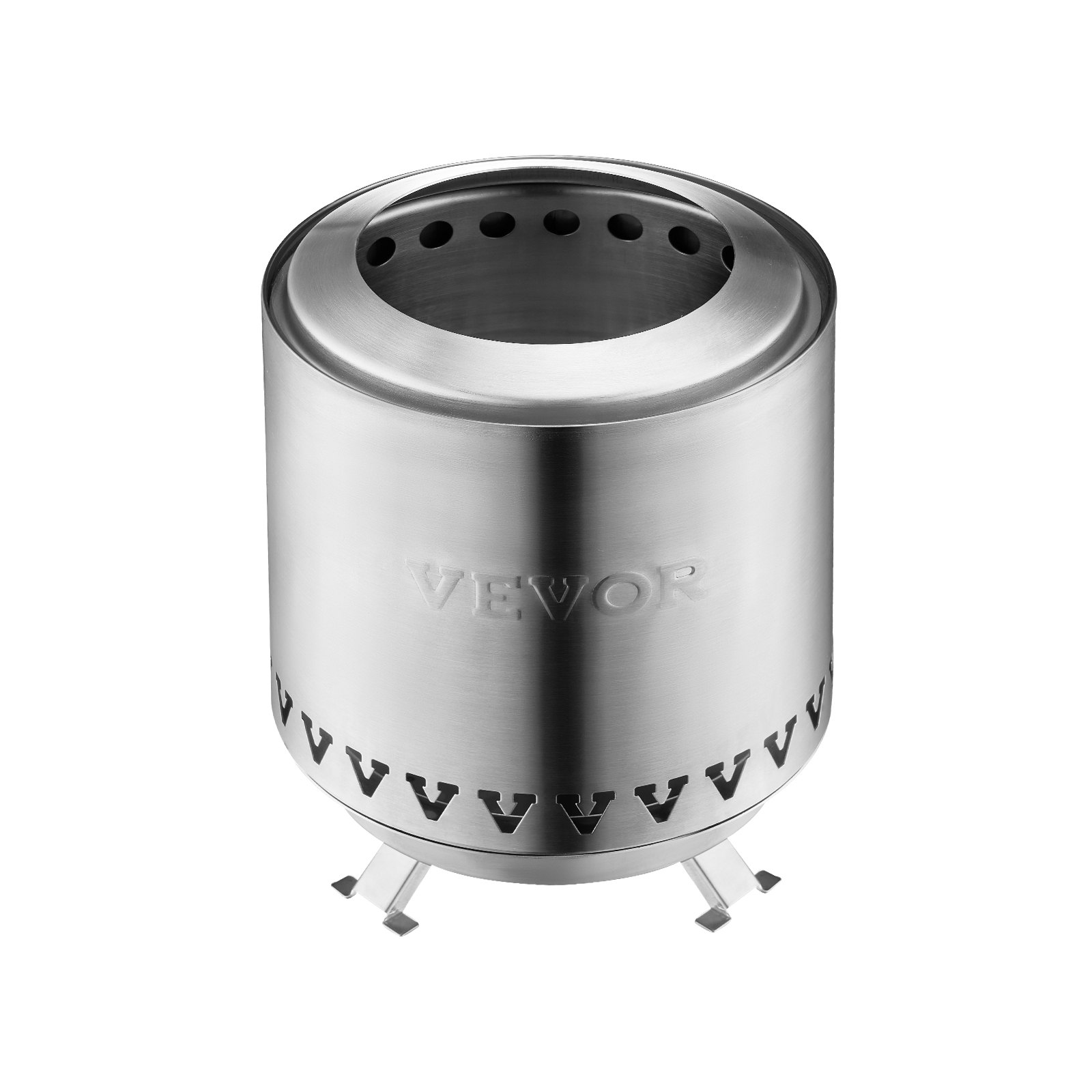 VEVOR Tabletop Fire Pit,6 inch Stainless Steel Tabletop Fireplace Indoor Outdoor,Portable Rubbing Alcohol Burner Smores Maker,Wood Burning or Pellet Fueled for Camping,Patio,Cylinder Silver 1.96 lbs