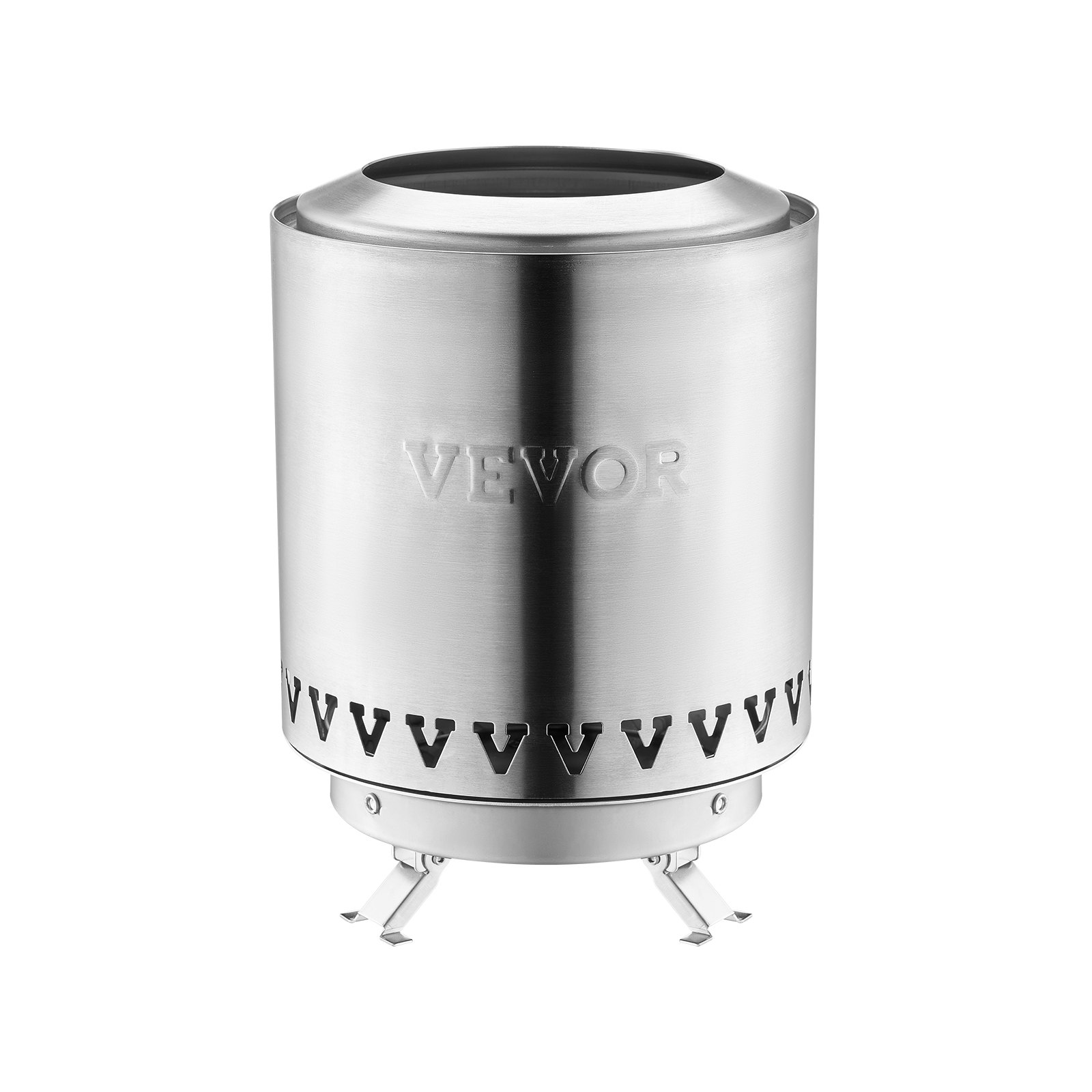 VEVOR Tabletop Fire Pit,6 inch Stainless Steel Tabletop Fireplace Indoor Outdoor,Portable Rubbing Alcohol Burner Smores Maker,Wood Burning or Pellet Fueled for Camping,Patio,Cylinder Silver 1.96 lbs
