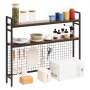 VEVOR Desktop Bookshelf 3-Tier Countertop Storage Hutch with Grid Black, for Computer Desk, Metal Frame and Wooden Shelf, with Non-Slip Feet Pads, Desk Hutch Storage Organizer for Dorm, Home, Office