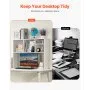 VEVOR Desktop Bookshelf, 1-Tier Desktop Storage Organizer, 37" x 9.4" x 28.7" Office Storage Rack Wood Display Shelf, Desktop Bookshelf Hutch with Anti-Slip Feet Pads, for Office, Home & Dorm, White