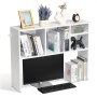 VEVOR Desktop Bookshelf, 1-Tier Desktop Storage Organizer, 37" x 9.4" x 28.7" Office Storage Rack Wood Display Shelf, Desktop Bookshelf Hutch with Anti-Slip Feet Pads, for Office, Home & Dorm, White