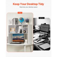 Desktop Bookshelf White Desktop Storage Organizer 1-Tier for Office & Home