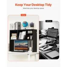 VEVOR Desktop Bookshelf, 1-Tier Desktop Storage Organizer, 37" x 9.4" x 28.7" Office Storage Rack Wood Display Shelf, Desktop Bookshelf Hutch with Anti-Slip Feet Pads, for Office, Home & Dorm, Black