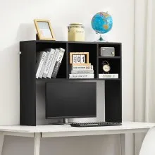 VEVOR Desktop Bookshelf, 1-Tier Desktop Storage Organizer, 37" x 9.4" x 28.7" Office Storage Rack Wood Display Shelf, Desktop Bookshelf Hutch with Anti-Slip Feet Pads, for Office, Home & Dorm, Black