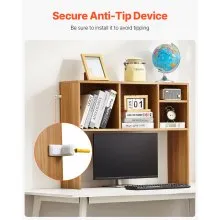 VEVOR Desktop Bookshelf, 1-Tier Wood Desktop Storage Organizer, 37" x 9.4" x 28.7" Office Storage Rack Wood Display Shelf, Desktop Bookshelf Hutch with Anti-Slip Feet Pads, for Office, Home & Dorm