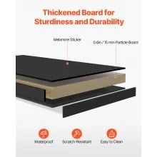 VEVOR Desktop Bookshelf, 2-Tier Desktop Storage Organizer, 37.2" x 9.5" x 28.9" Office Storage Rack Wood Display Shelf, Desktop Bookshelf Hutch with Anti-Slip Feet Pads, for Office, Home & Dorm, Black
