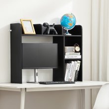 Desktop Bookshelf Black Desktop Storage Organizer 2-Tier for Office & Home