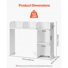 VEVOR Desktop Bookshelf White Desktop Storage Organizer 2-Tier for Office & Home