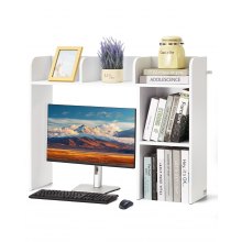 VEVOR Desktop Bookshelf White Desktop Storage Organizer 2-Tier for Office & Home