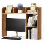 VEVOR Desktop Bookshelf, 2-Tier Wood Desktop Storage Organizer, 37.2" x 9.5" x 28.9" Office Storage Rack Wood Display Shelf, Desktop Bookshelf Hutch with Anti-Slip Feet Pads, for Office, Home & Dorm