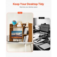 Desktop Bookshelf Wood Desktop Storage Organizer 2-Tier for Office & Home