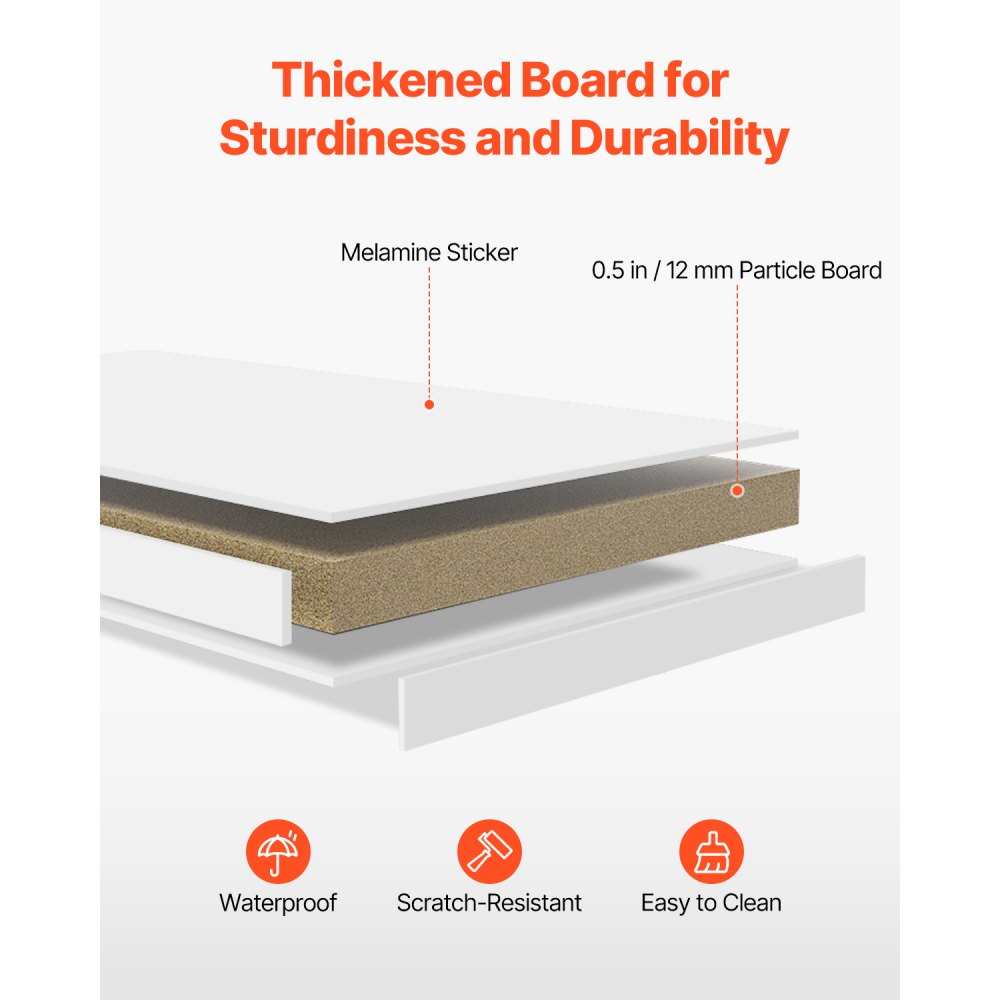 VEVOR Desktop Bookshelf, 3-Tier Desktop Storage Organizer, 94 x 25.4 x 79.2 cm Office Storage Rack Wood Display Shelf, Desktop Bookshelf Hutch with Two Fabric Drawers, for Office, Home & Dorm, White