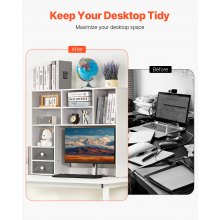 Desktop Bookshelf White Desktop Storage Organizer 3-Tier for Office & Home