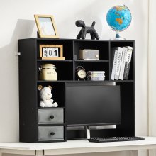 Desktop Bookshelf Black Desktop Storage Organizer 3-Tier for Office & Home