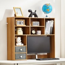 VEVOR Desktop Bookshelf Wood Desktop Storage Organizer 3-Tier for Office & Home