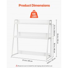 VEVOR Desktop Bookshelf, 2-Tier Desktop Storage Organizer, 37.4" x 12.6" x 35.4" Office Desk Storage Rack Display Shelf, Desktop Bookshelf Hutch with Anti-Slip Feet Pads for Office, Home & Dorm, White